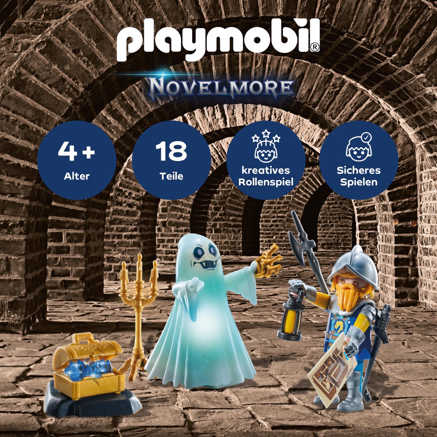 PLAYMOBIL | Novelmore | Fantomă de castel și cavaler | Jucărie pentru copii de la 4 ani | 71797