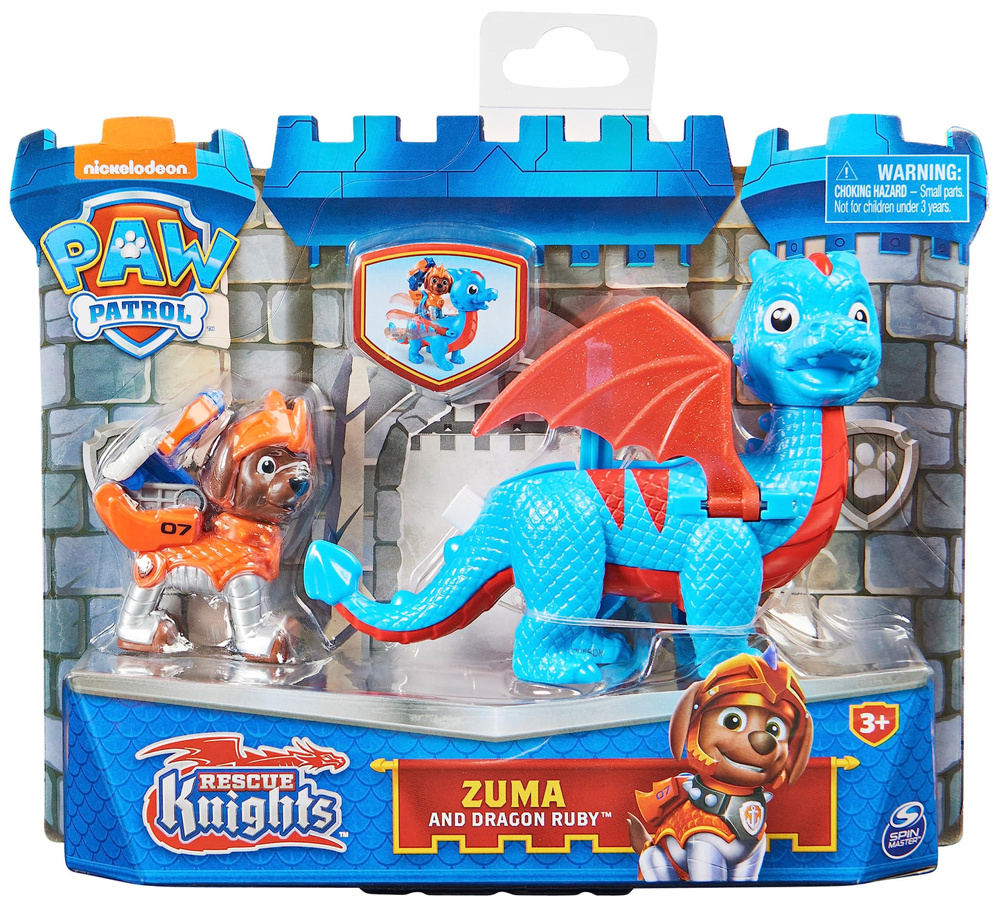 PAW Patrol Rescue Knights Figurine Zuma si Dragon Ruby, 3+ ani