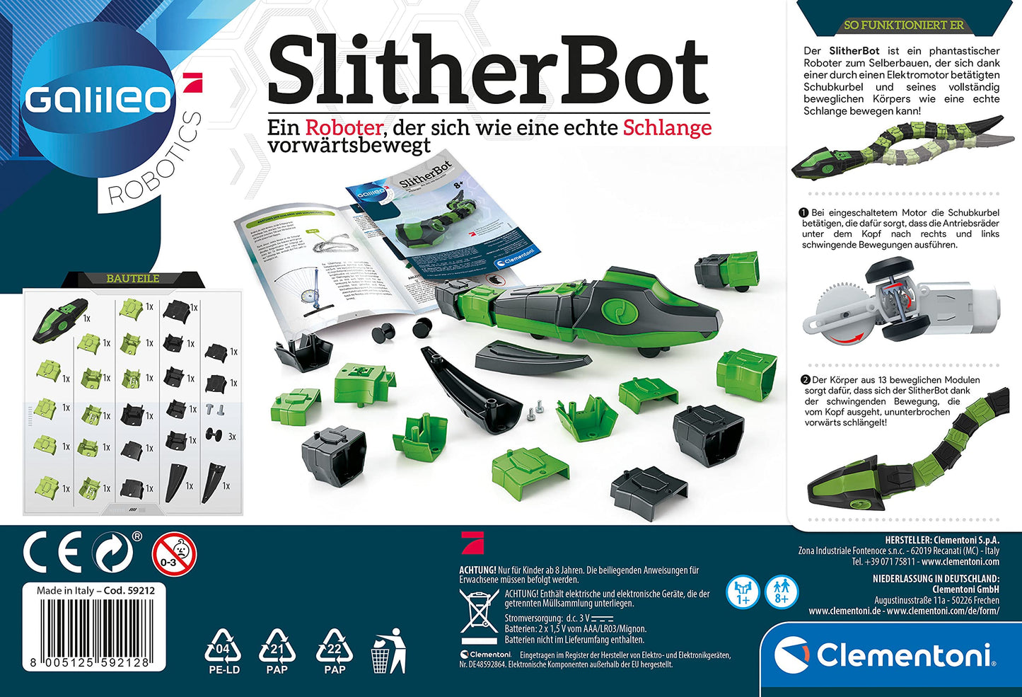 Clementoni 59212 Robot Sarpe Galileo Robotics, 8+ ani