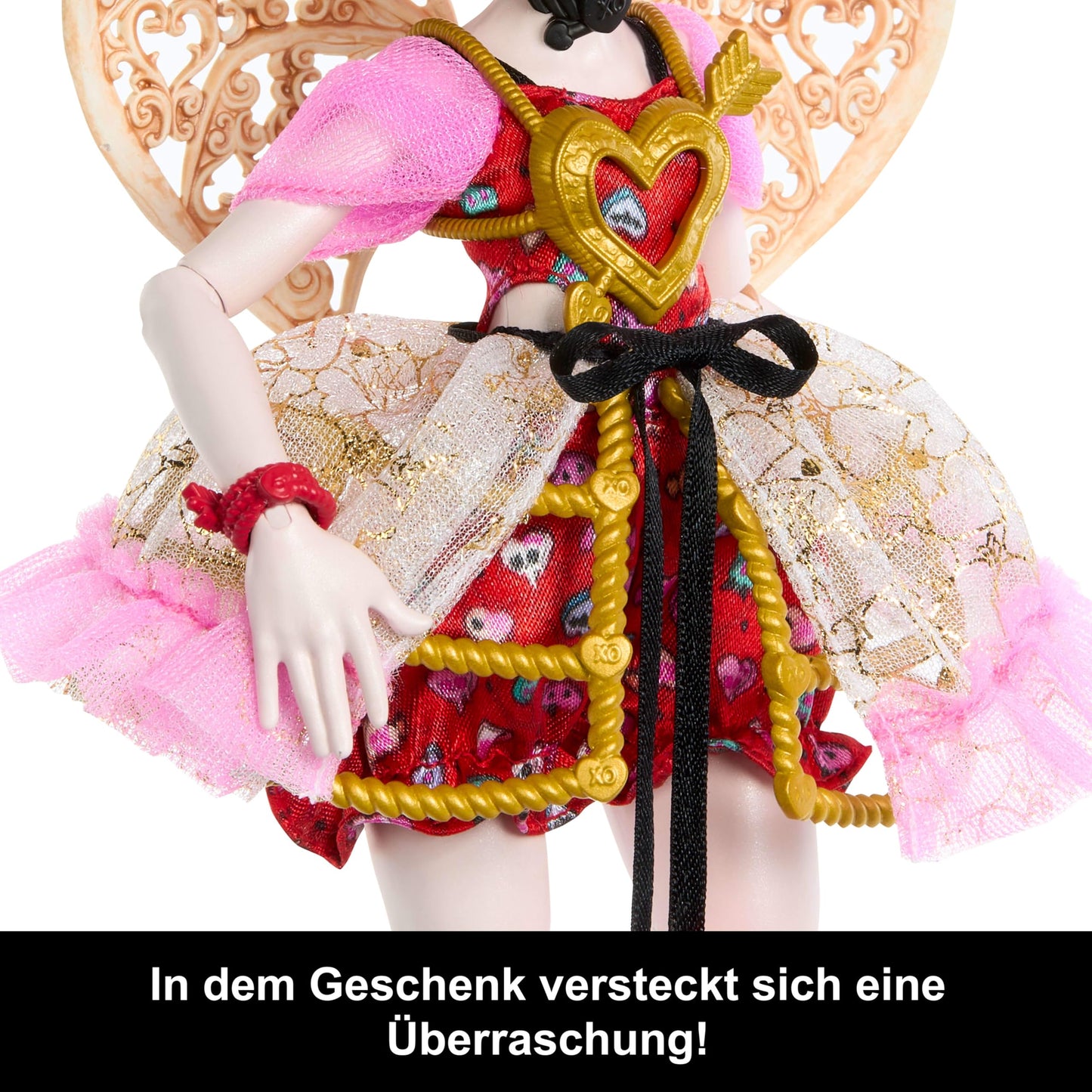 Monster High JBG77 Păpușă Cupid Asteria în Rochie de Petrecere Roz și Roșu pentru Scary Sweet Birthday