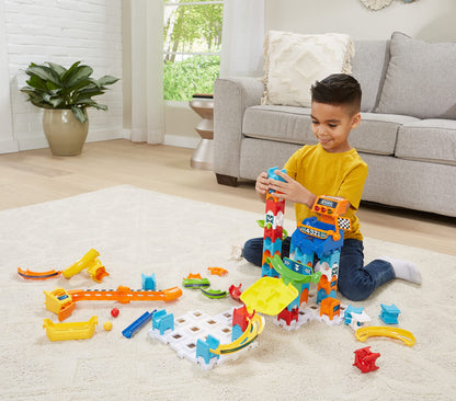 VTech Marble Rush - Set de Curse M200 E – Pista interactivă cu lumini și sunete, elemente captivante și opțiuni de construcție – Pentru copii de 4-12 ani