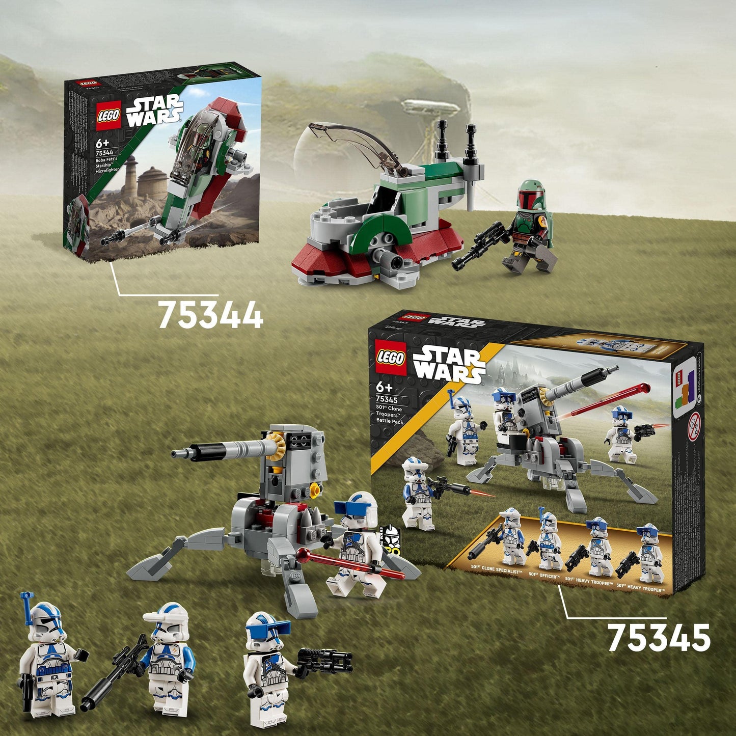 LEGO Star Wars™ Pachet de Luptă: Soldați Clon de la 501, Set de Bătălie, Vehicul AV-7, Jucărie de Construit, Mini Figuri, Războaiele Clon 75345
