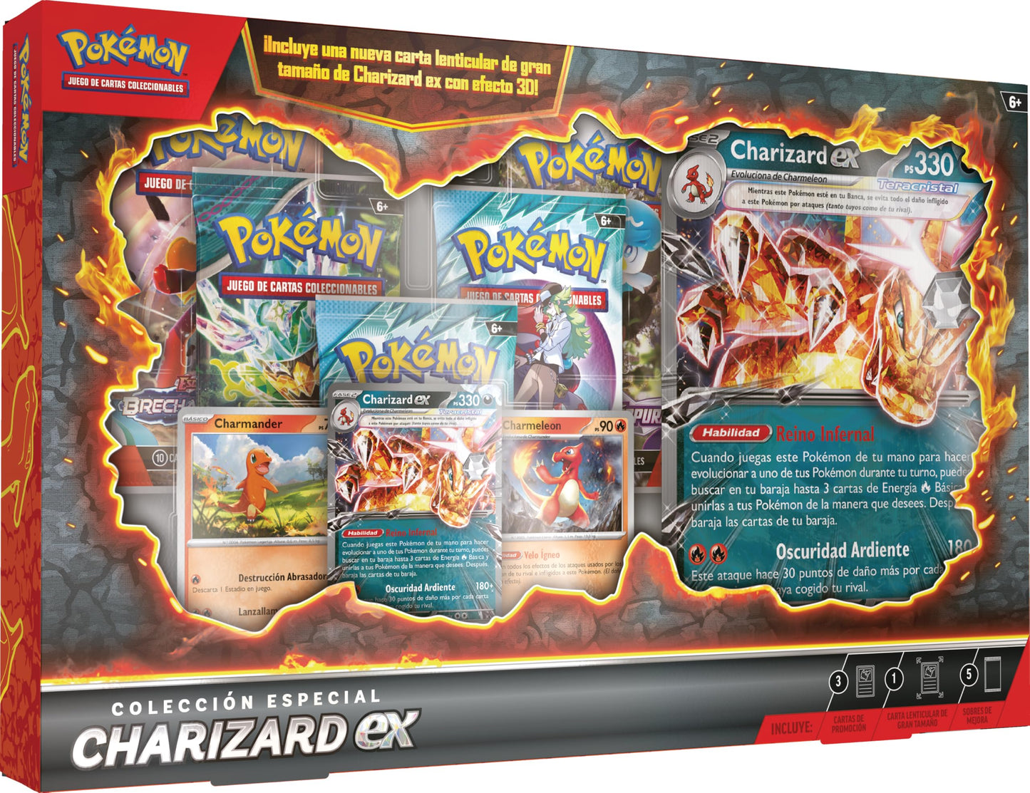 Pokémon TCG Set de cărți colecție specială aprilie 5 pachete booster 3 cărți promo cod joc de la 3 ani (spaniolă)