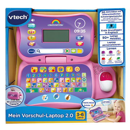 VTech Lernlaptop Laptop educațional cu ecran LCD, activități și moduri de joc pentru preșcolari (roz)