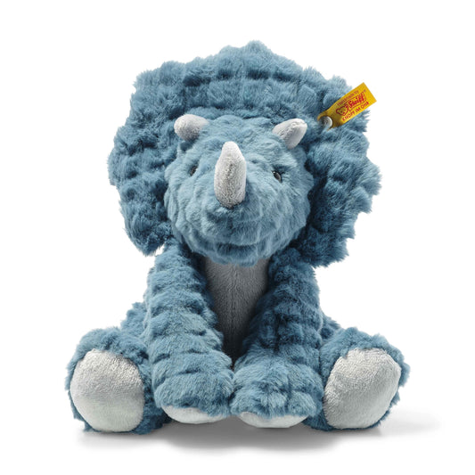 Steiff Soft Cuddly Friends Dixi Triceratops Petrol 28 cm - Jucărie din pluș moale, dinosaur.