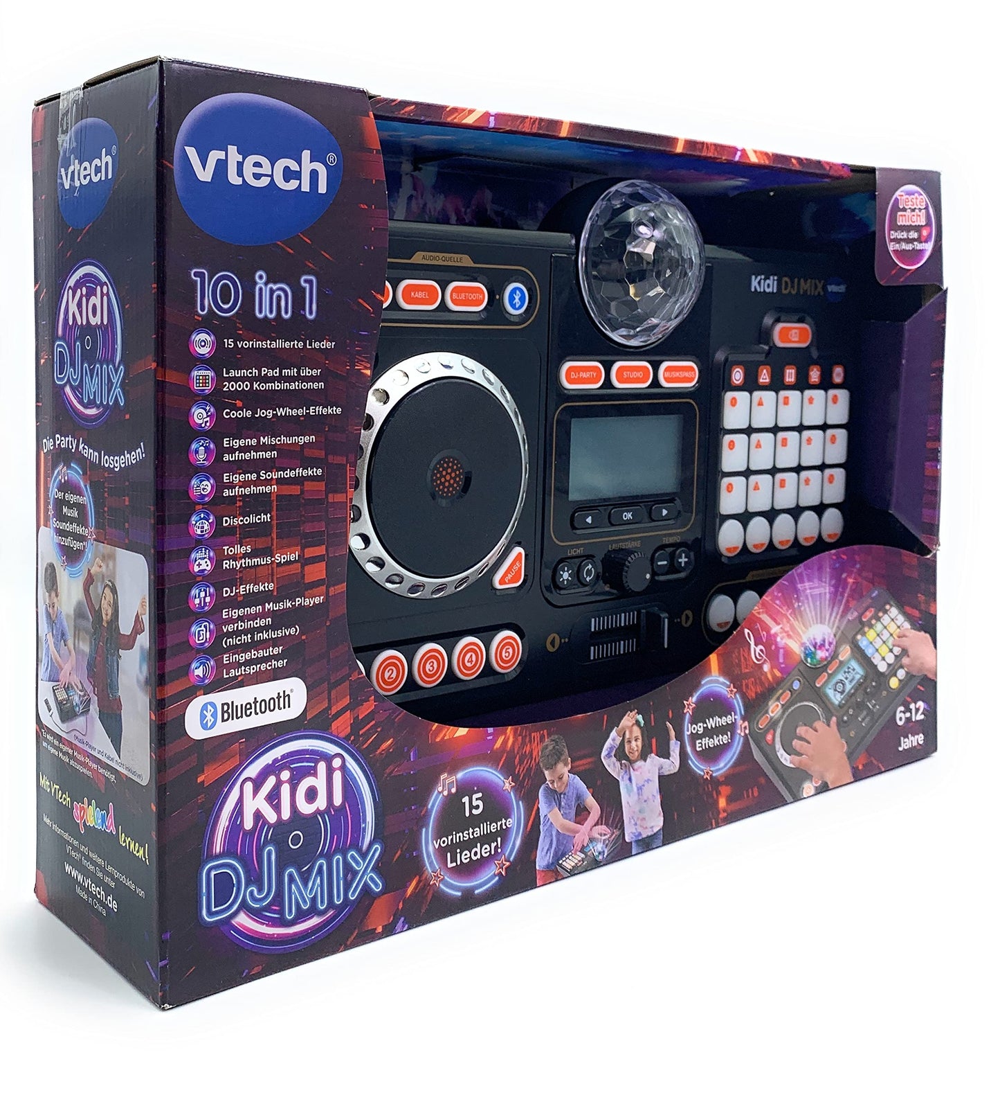 VTech Kidi DJ Mix – Mixer DJ 10 în 1 cu Jog-Wheel și efecte pentru copii 6-12 ani, Negru