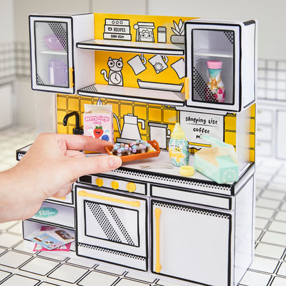 MGA Miniverse - Set de joacă mini bucătărie DIY cu lumină UV, rețetă secretă, jucărie din plastic și mănuși mini pentru cuptor - nu este comestibil - necesită baterii - potrivit pentru copii de la 8 ani.
