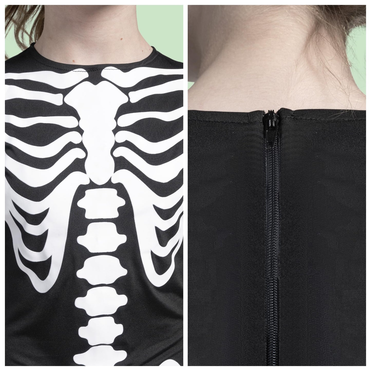Costum de schelet pentru copii Spooktacular Creations, unisex, cu efect de strălucire în întuneric, ideal pentru Halloween, jocuri de rol și petreceri cosplay.