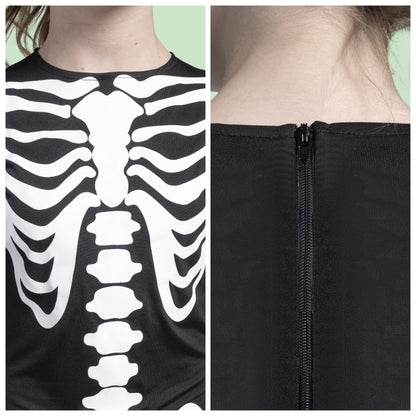 Costum de schelet pentru copii Spooktacular Creations, unisex, cu efect de strălucire în întuneric, ideal pentru Halloween, jocuri de rol și petreceri cosplay.