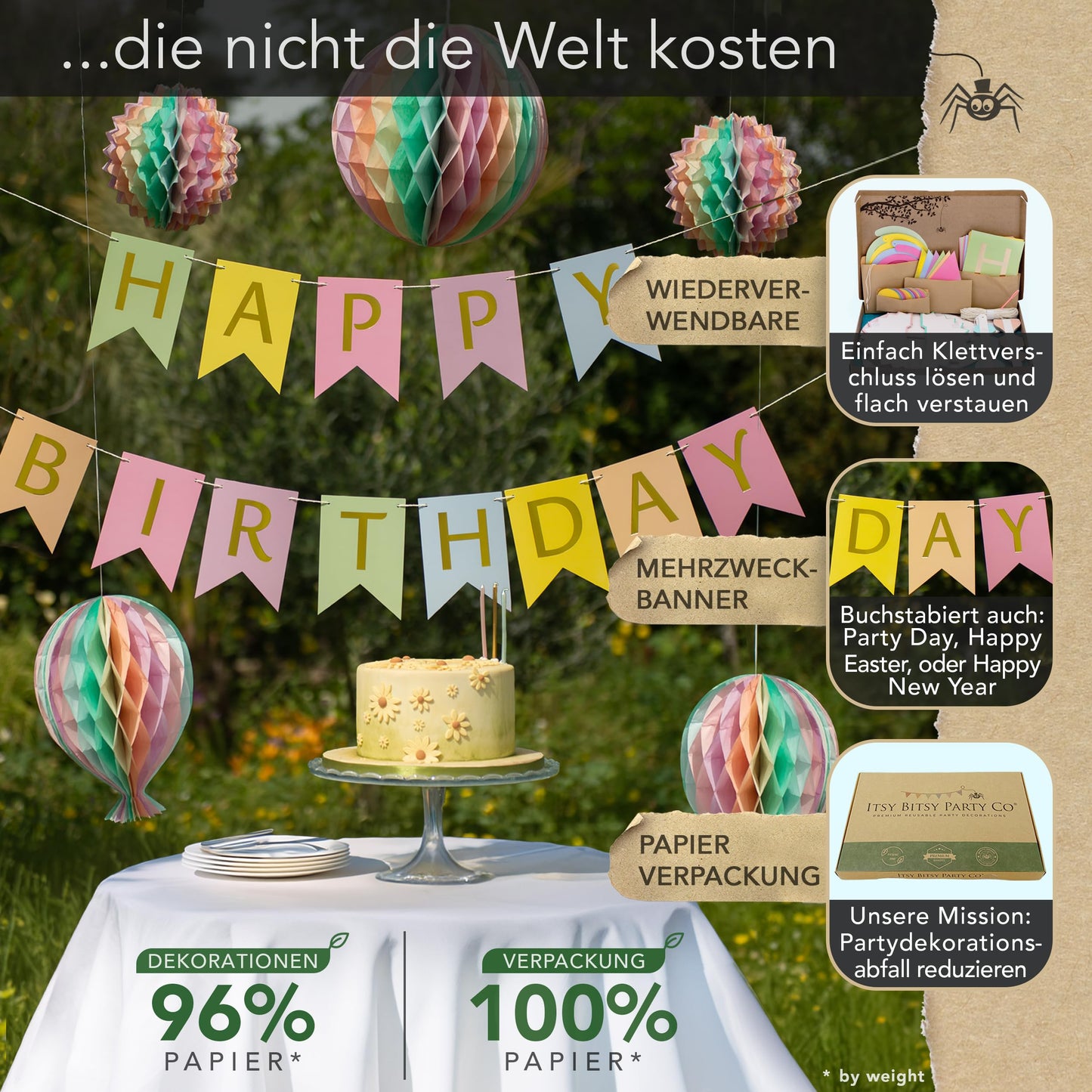 Itsy Bitsy Party Co Decorațiuni petrecere reutilizabile