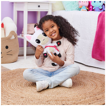 Gabby's Dollhouse, pisica pufoasă Talking Pandy Paws de 33 cm, cu lumini, 2 melodii în engleză și 10 sunete, potrivită pentru copii de la 3 ani.