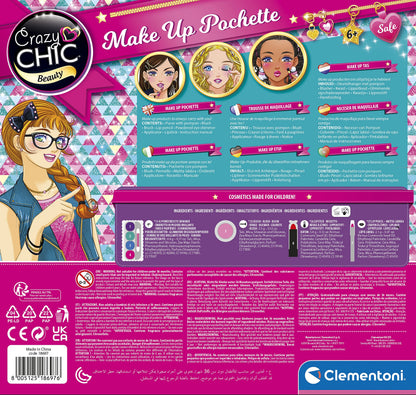 Clementoni 18697 Crazy Chic Etui de machiaj, 6+ ani