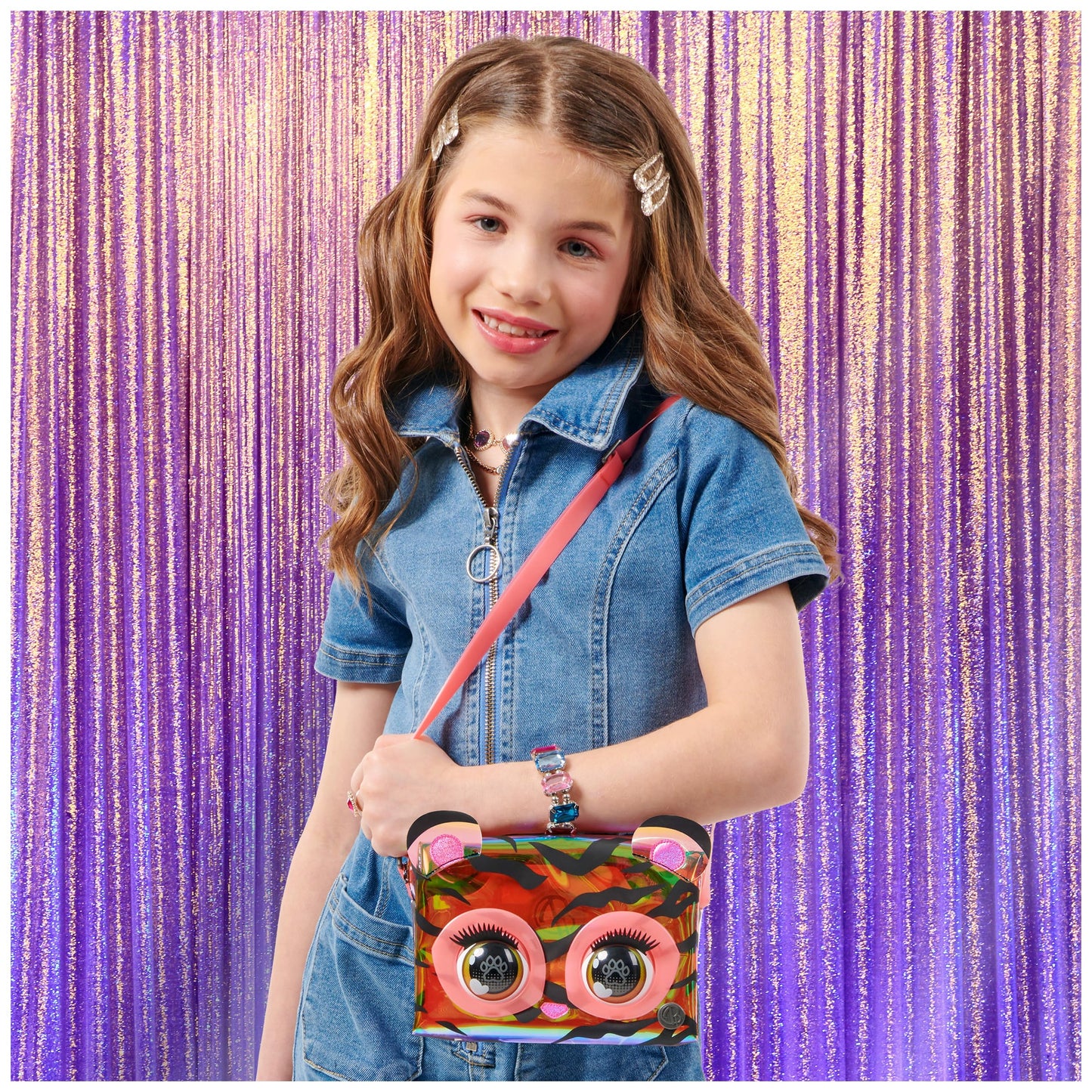 Purse Pets Geanta Tigru Holografica, 30+ sunete, 4+ ani