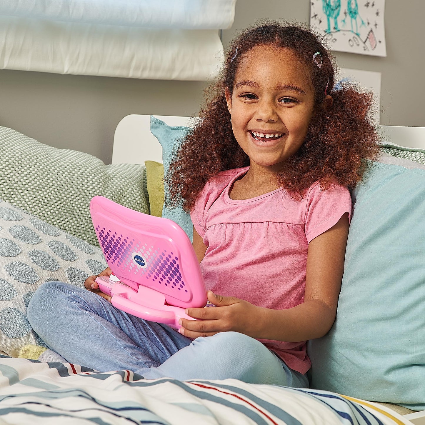 VTech Lernlaptop Laptop educațional cu ecran LCD, activități și moduri de joc pentru preșcolari (roz)