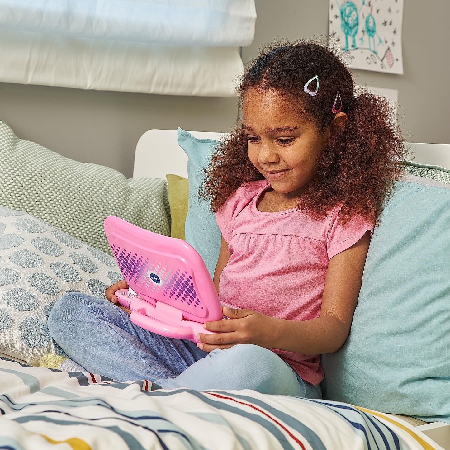 VTech Lernlaptop Laptop educațional cu ecran LCD, activități și moduri de joc pentru preșcolari (roz)